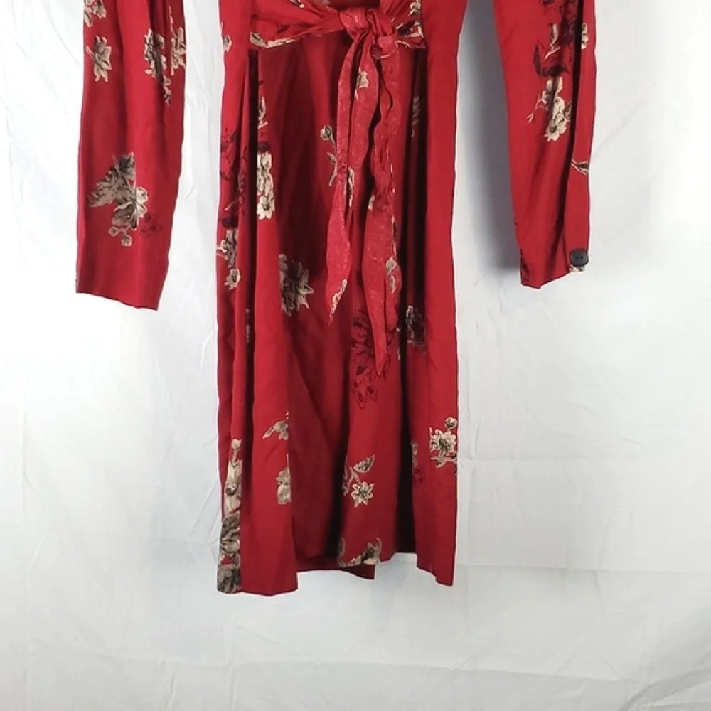 Vintage 90s Red Floral‎ Dress